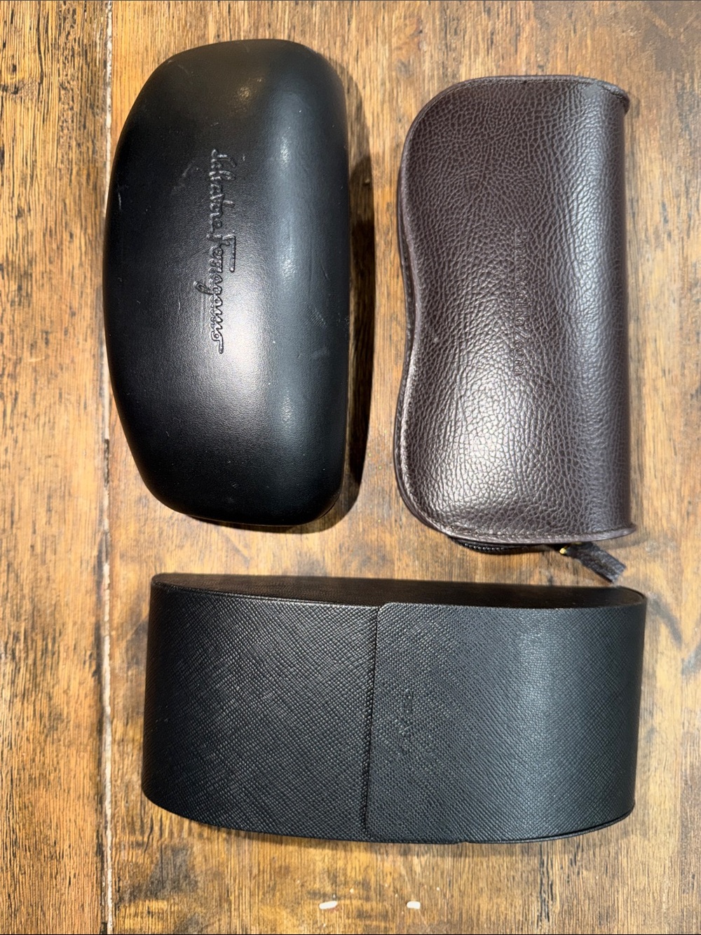 3 Eye Glass Cases Prada, S FERRAGAMO & Ermenegildo Zegna